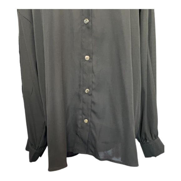 EUC Intempo black button-up blouse with gold buttons – size XL - Picture 3 of 10